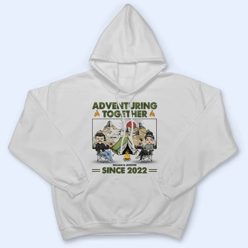 Camping Couple Adventuring Together Since - Gift For Couple - Personalized Custom T Shirt - Image 4