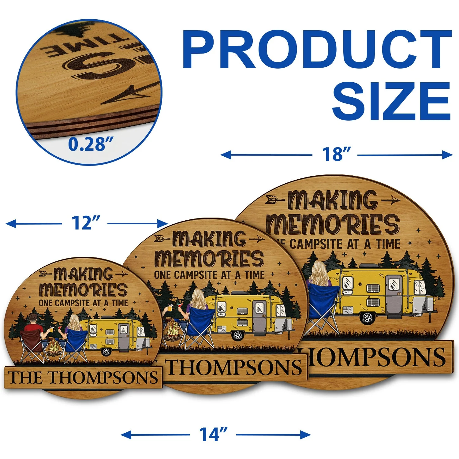 Camping Couple Backside Husband & Wife Camping Partners For Life - Anniversary, Vacation, Funny Gift For Campers - Personalized Custom Shaped Wood Sign - Image 5