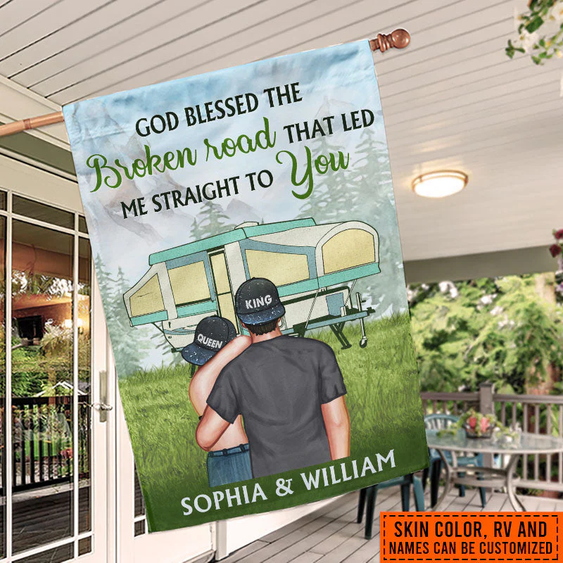 Camping Couple Campers Travelers God Blessed Custom Flag - Image 4