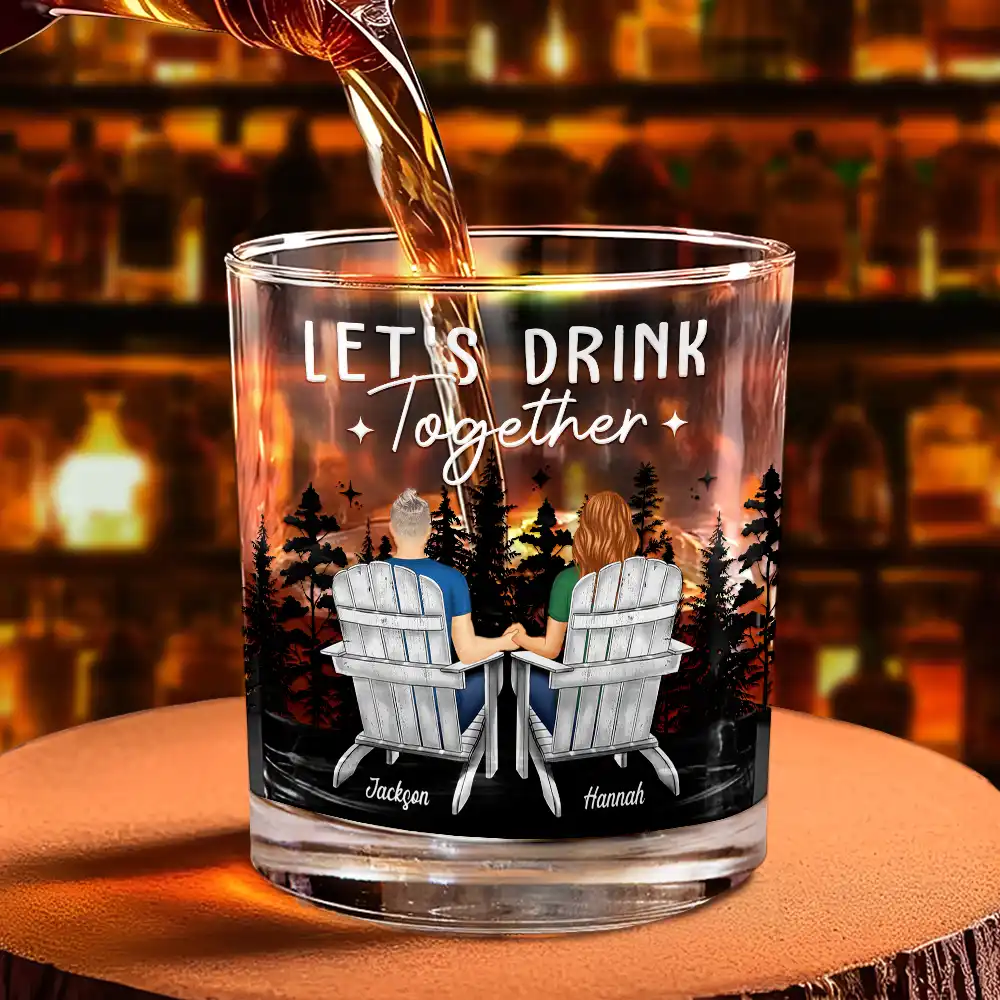Camping Couple For The Rest Of Our Lives - Personalized Whiskey Glass - Image 4