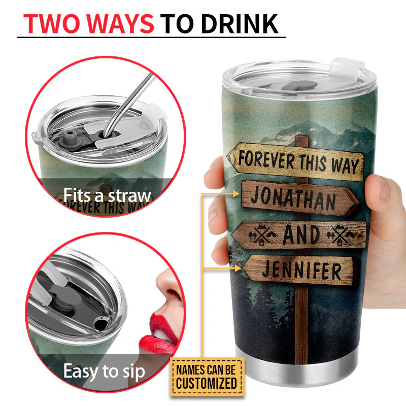 Custom Photo Camping Couple Hold Your Hand Custom Tumbler, Gifts For Wedding, Anniversary, Birthday - Image 3
