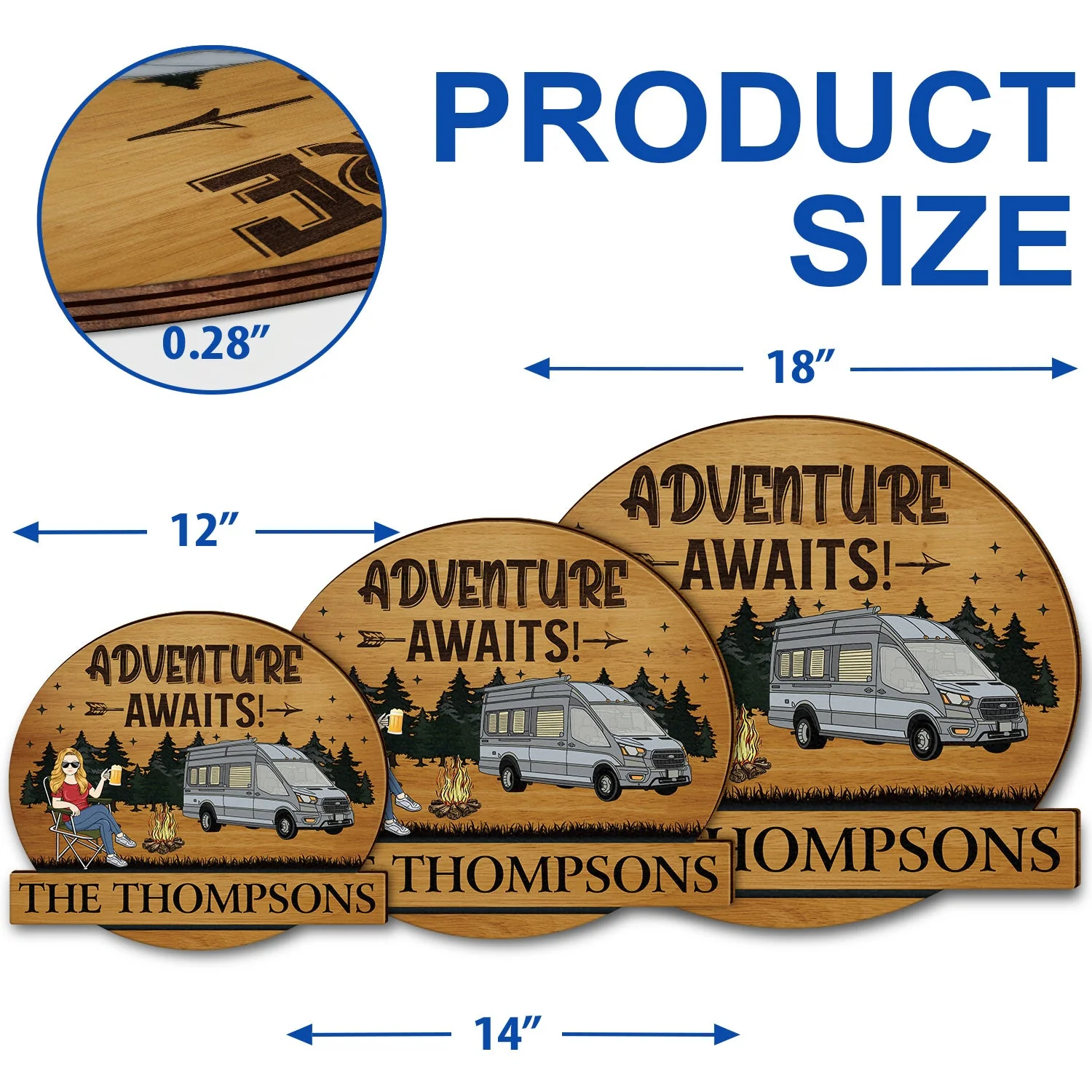 Camping Couple Husband & Wife Camping Partners For Life - Anniversary, Vacation, Funny Gift For Campers - Personalized Custom Shaped Wood Sign - Image 5