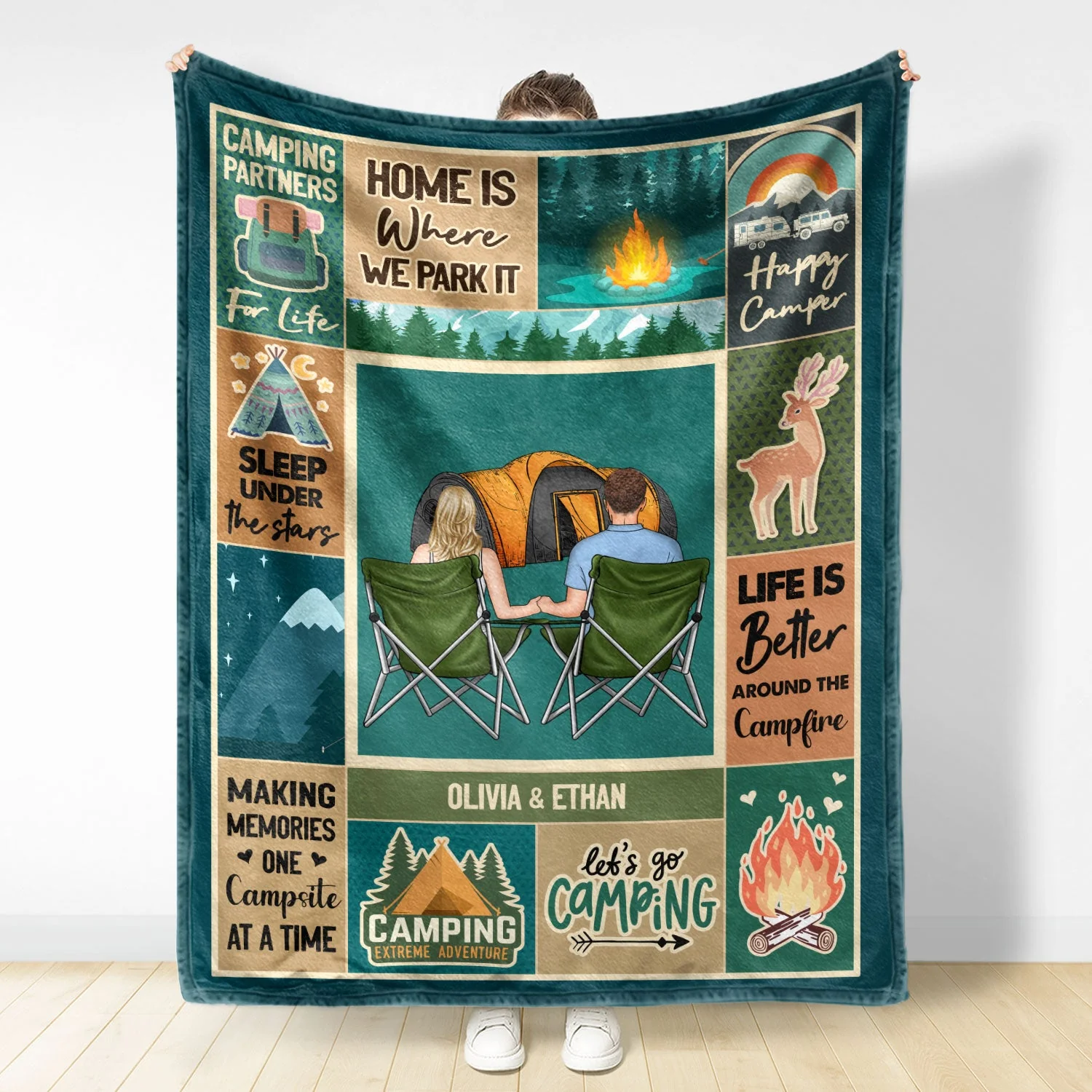 Camping Couple Life Is Better Around The Campfire - Gift For Camping Lovers - Personalized Fleece Blanket - Image 2