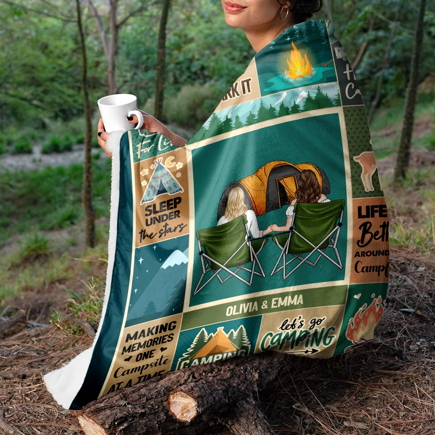 Camping Couple Life Is Better Around The Campfire - Gift For Camping Lovers - Personalized Fleece Blanket - Image 3