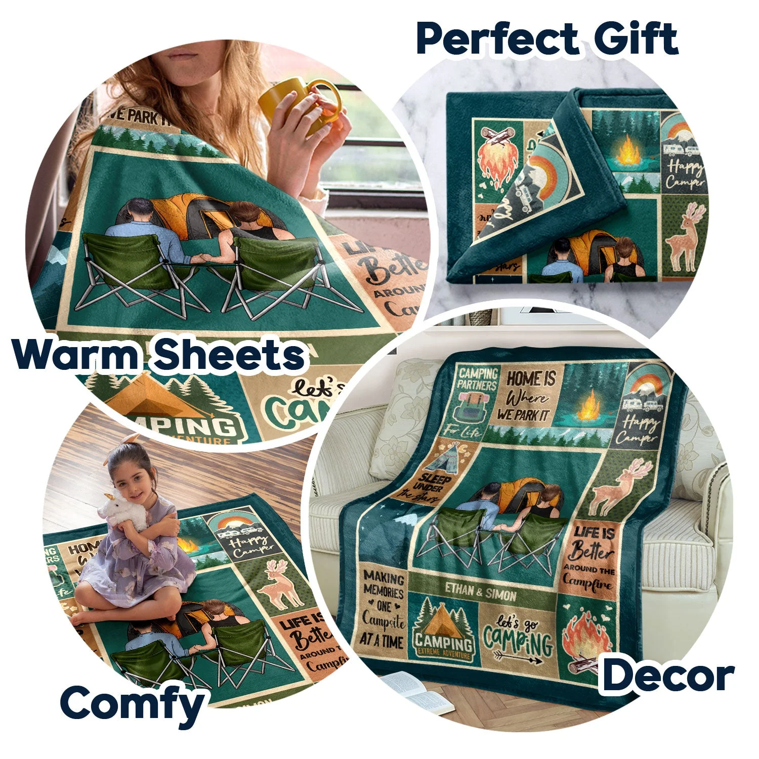 Camping Couple Life Is Better Around The Campfire - Gift For Camping Lovers - Personalized Fleece Blanket - Image 5