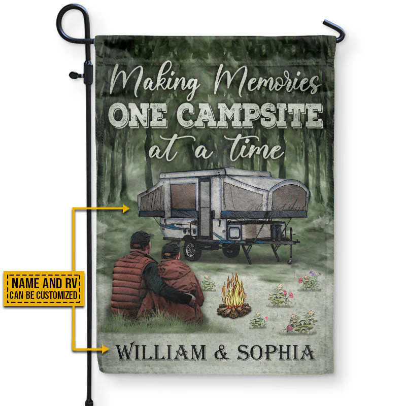 Camping Couple Making Memories Custom Flag - Image 4