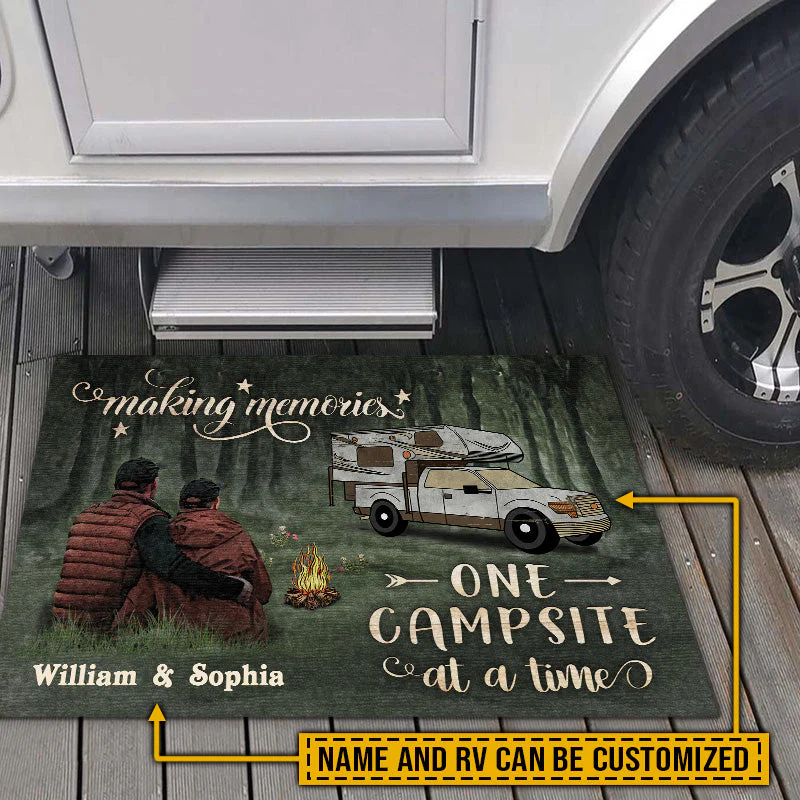 Camping Couple Making Memories One Campsite At A Time Custom Doormat - Image 2