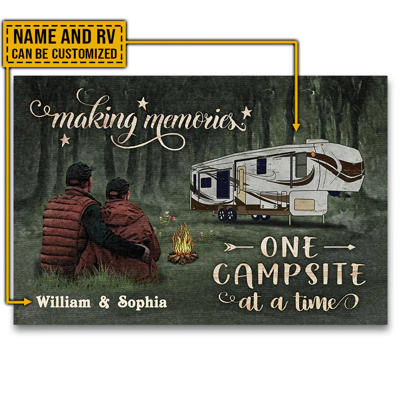 Camping Couple Making Memories One Campsite At A Time Custom Doormat - Image 3