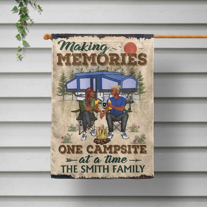 Camping Couple Making Memories One Campsite At A Time - Gift For Couples - Personalized Custom Flag - Image 2