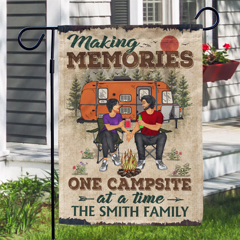 Camping Couple Making Memories One Campsite At A Time - Gift For Couples - Personalized Custom Flag - Image 3