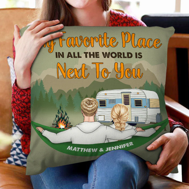 Camping Couple My Favorite Place Is Next To You - Personalized Custom Pillow - Image 2