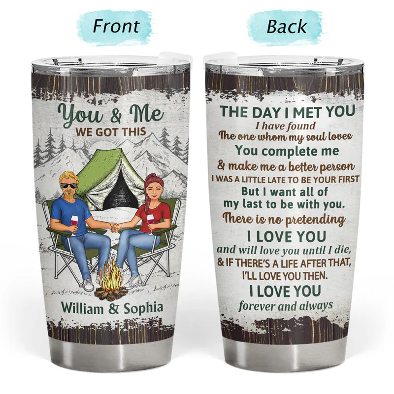Camping Couple The Day I Met You - Couple Gift - Personalized Custom Tumbler - Image 3