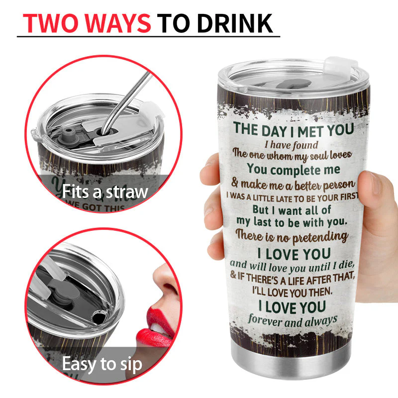 Camping Couple The Day I Met You - Couple Gift - Personalized Custom Tumbler - Image 4