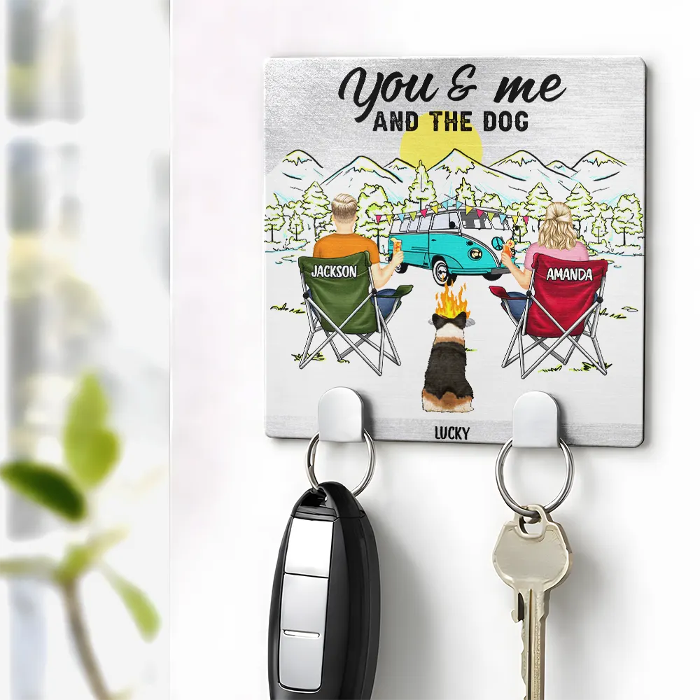 Camping Couple You And Me And The Dogs Back - Personalized Mini Key Hook - Image 4