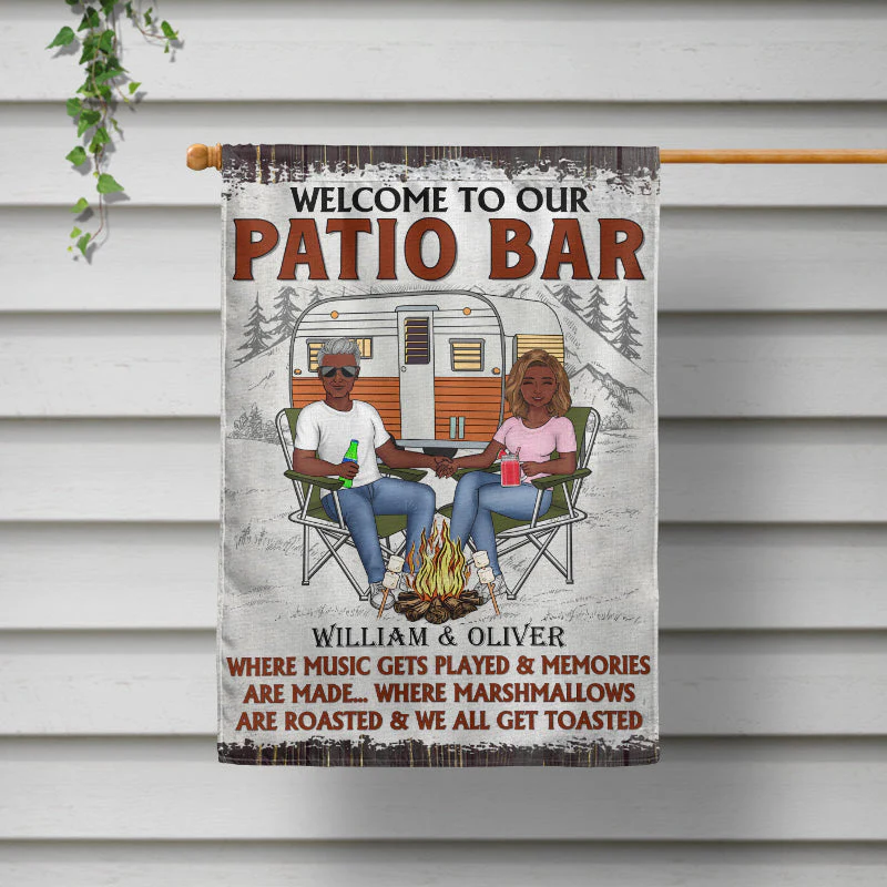 Camping Family Couple Where Music Gets Played And Memories Are Made - Gift For Couples - Personalized Custom Flag - Image 2