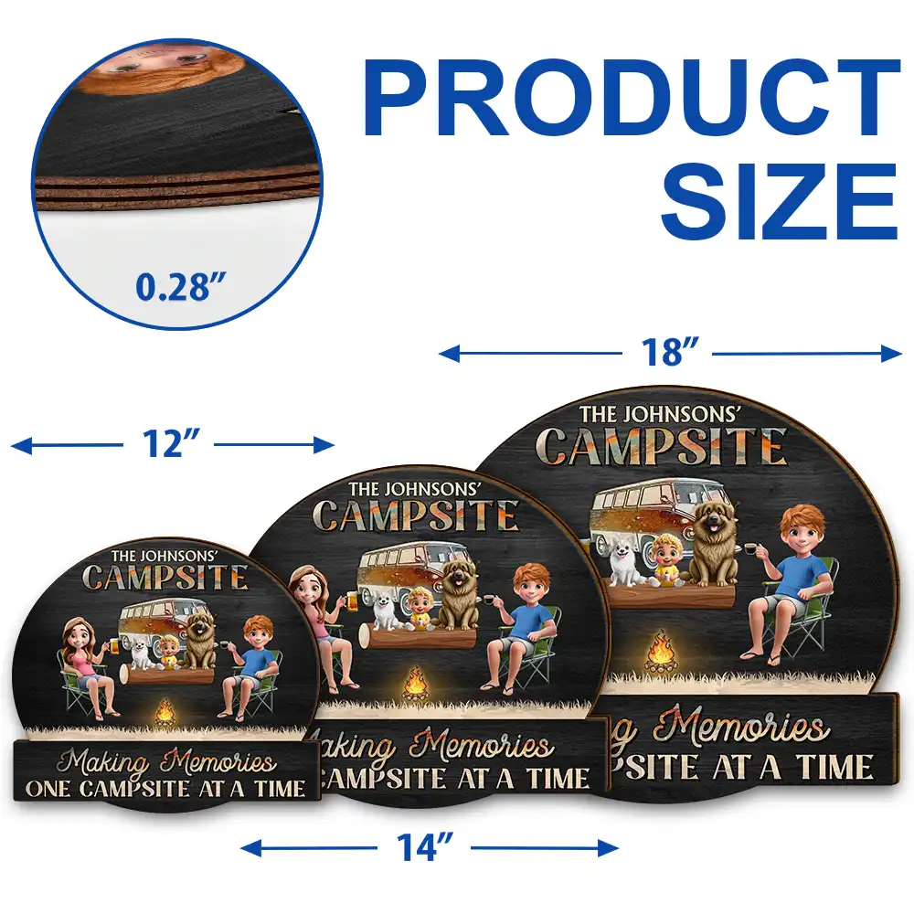 Camping Family Making Memories 3D Effect - Personalized Custom Shaped Wood Sign - Image 5