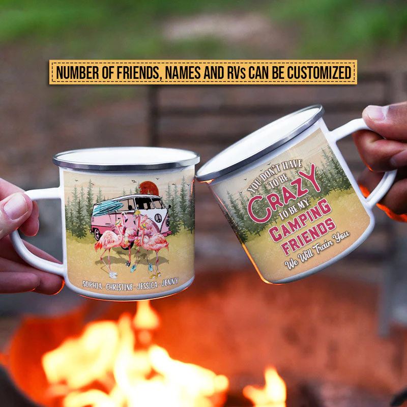 Camping Flamingo Bestie We Will Train You Custom Campfire Mug, Best Friend Camping Tumbler, BFF Gift, Campsite - Image 2