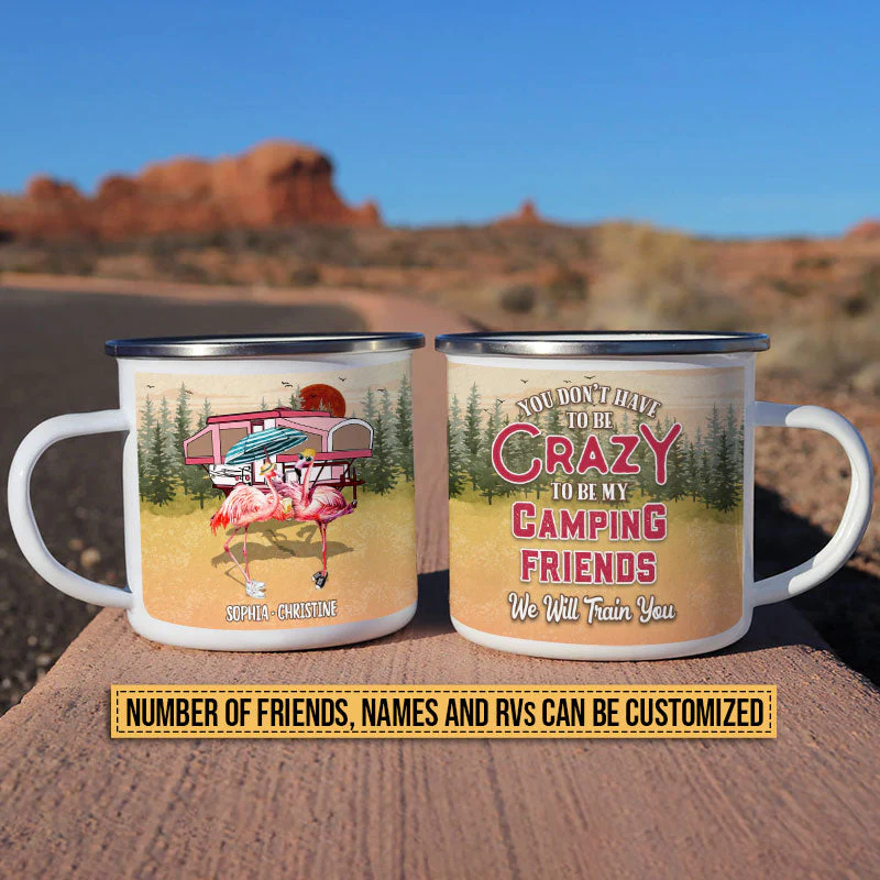 Camping Flamingo Bestie We Will Train You Custom Campfire Mug, Best Friend Camping Tumbler, BFF Gift, Campsite - Image 3