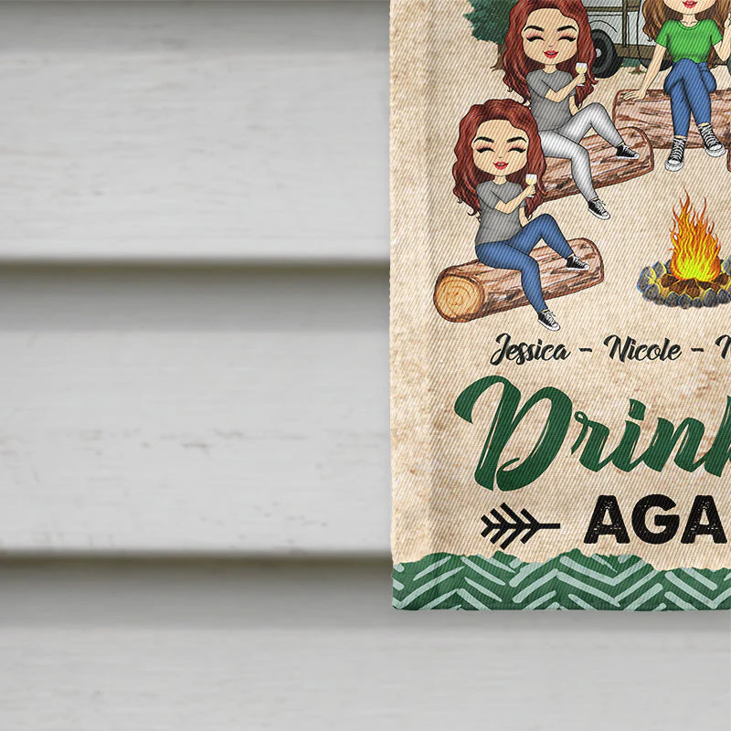 Camping Friends Warning We Are Drinking Again Campsite - Personalized Custom Flag - Image 4