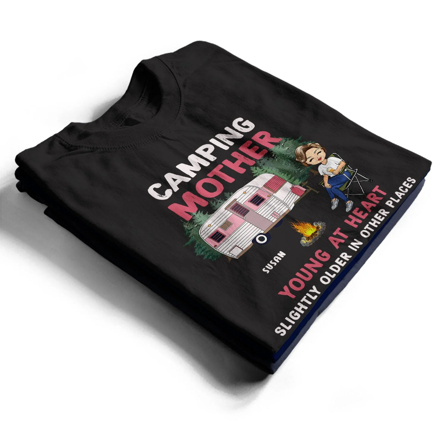 Camping Grandma Young At Heart - Gift For Camping Lovers - Personalized Custom T Shirt - Image 2