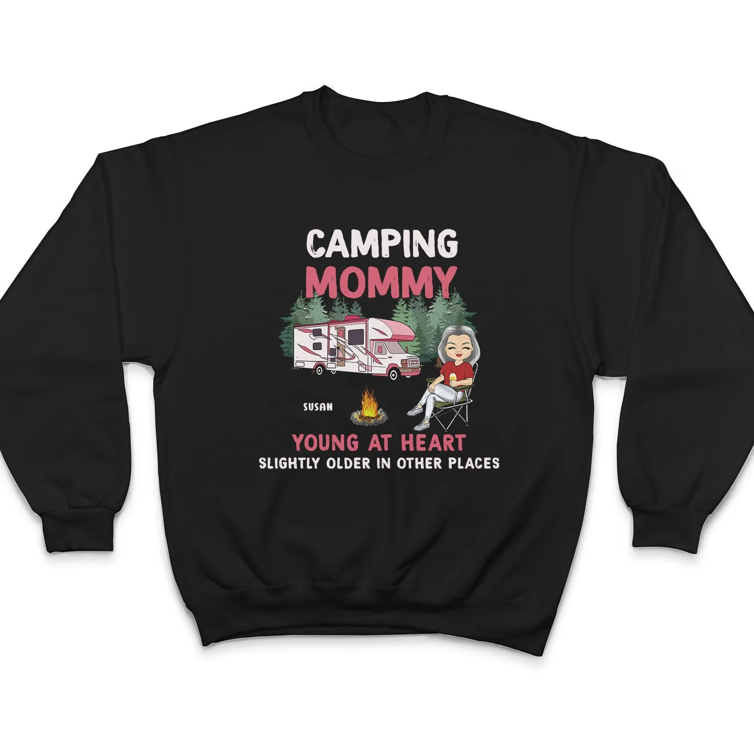 Camping Grandma Young At Heart - Gift For Camping Lovers - Personalized Custom T Shirt - Image 5