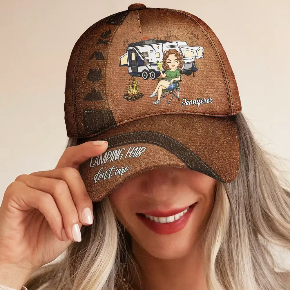 Camping Hair Don't Care - Personalized Classic Cap - Image 4