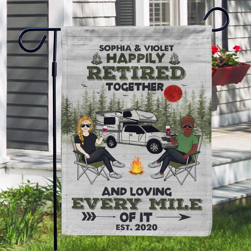 Camping Happily Retired Together - Personalized Custom Flag - Image 3