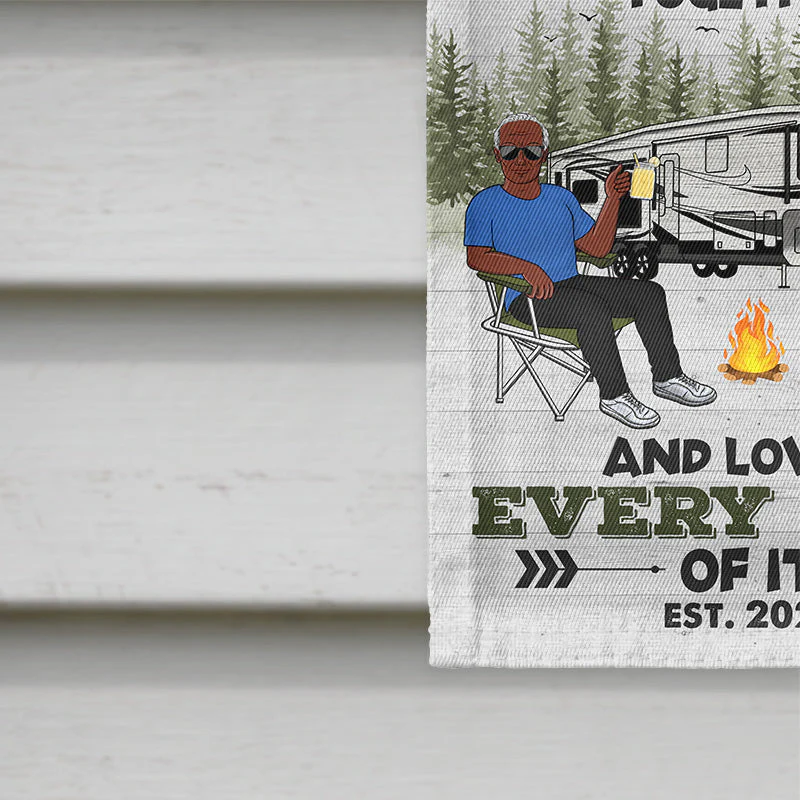 Camping Happily Retired Together - Personalized Custom Flag - Image 4