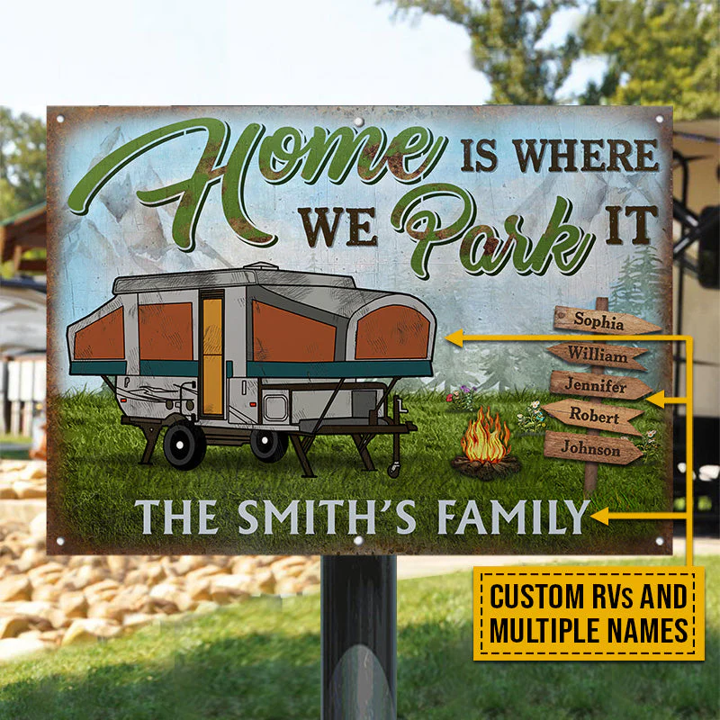 Camping Home Is Where We Park It Custom Classic Metal Signs - Image 2