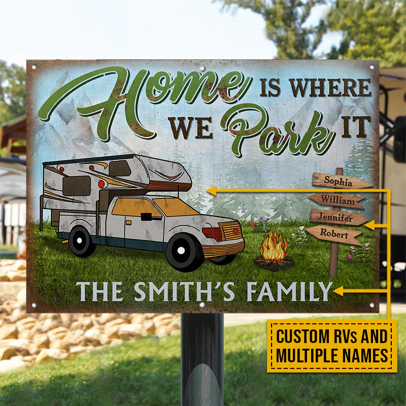 Camping Home Is Where We Park It Custom Classic Metal Signs - Image 4