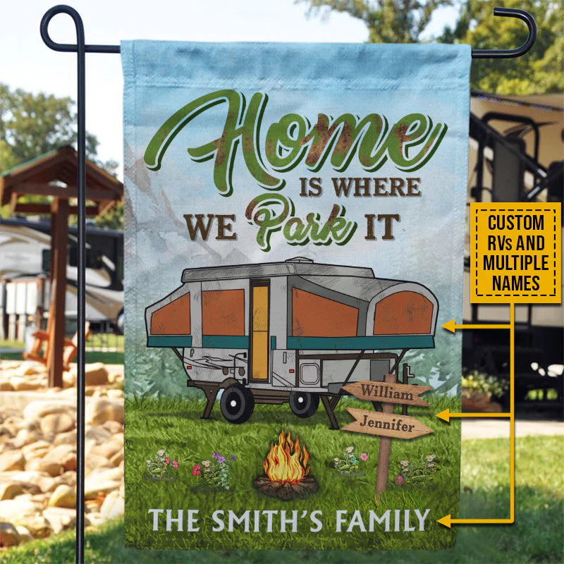 Camping Home Is Where We Park It Custom Flag - Image 2
