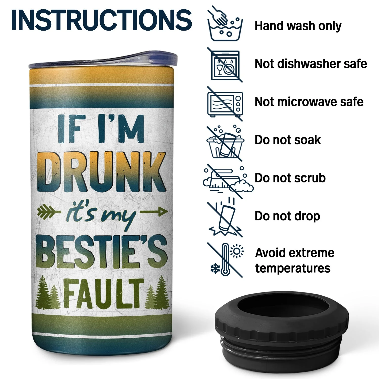 Camping If I'm Drunk - Gift For Bestie - Personalized Custom 4 In 1 Can Cooler Tumbler - Image 5