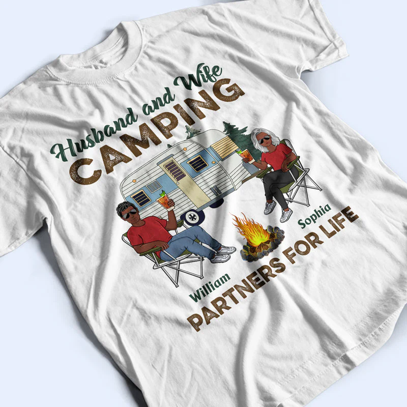 Camping Partners For Life Camping Couple - Personalized Custom T Shirt - Image 3