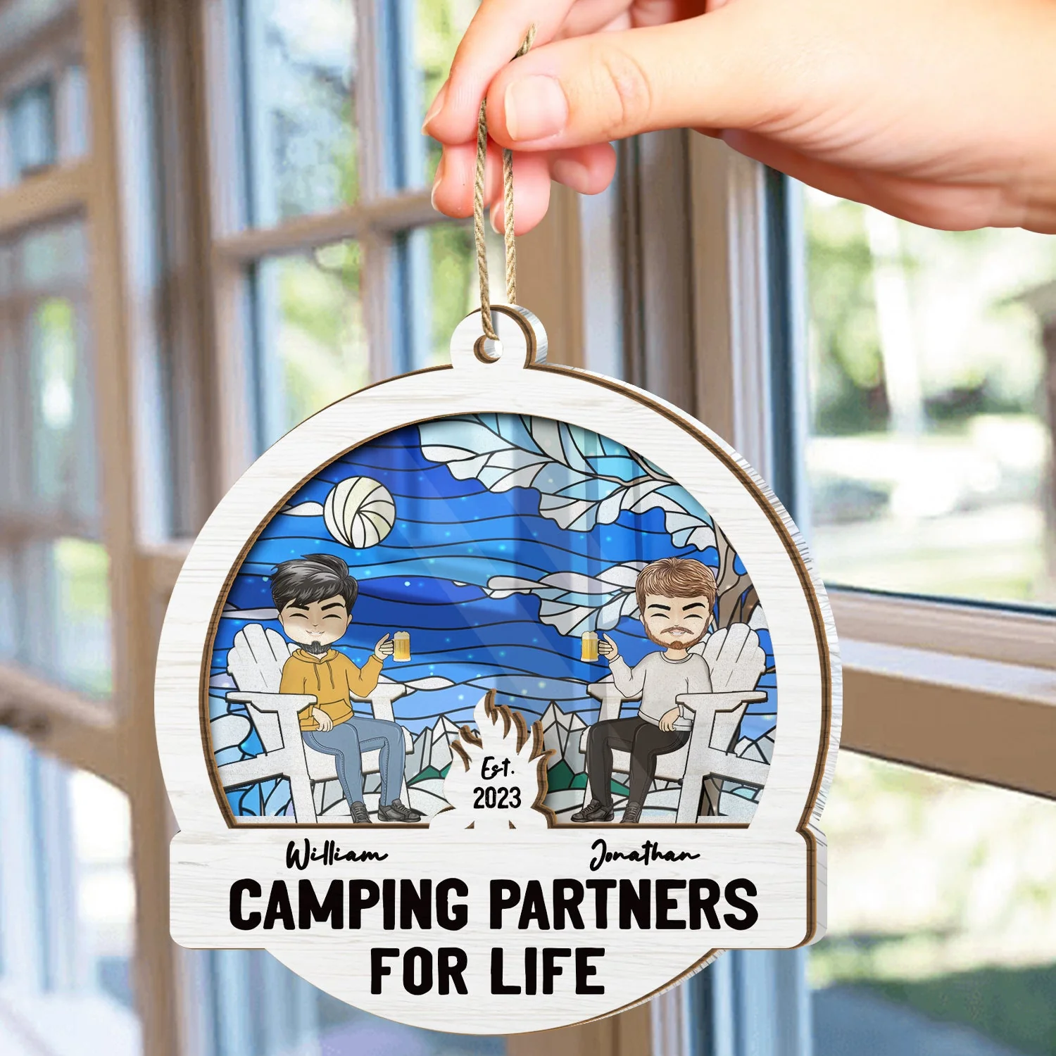 Camping Partners For Life - Christmas Gift For Couples - Personalized Suncatcher Ornament - Image 4
