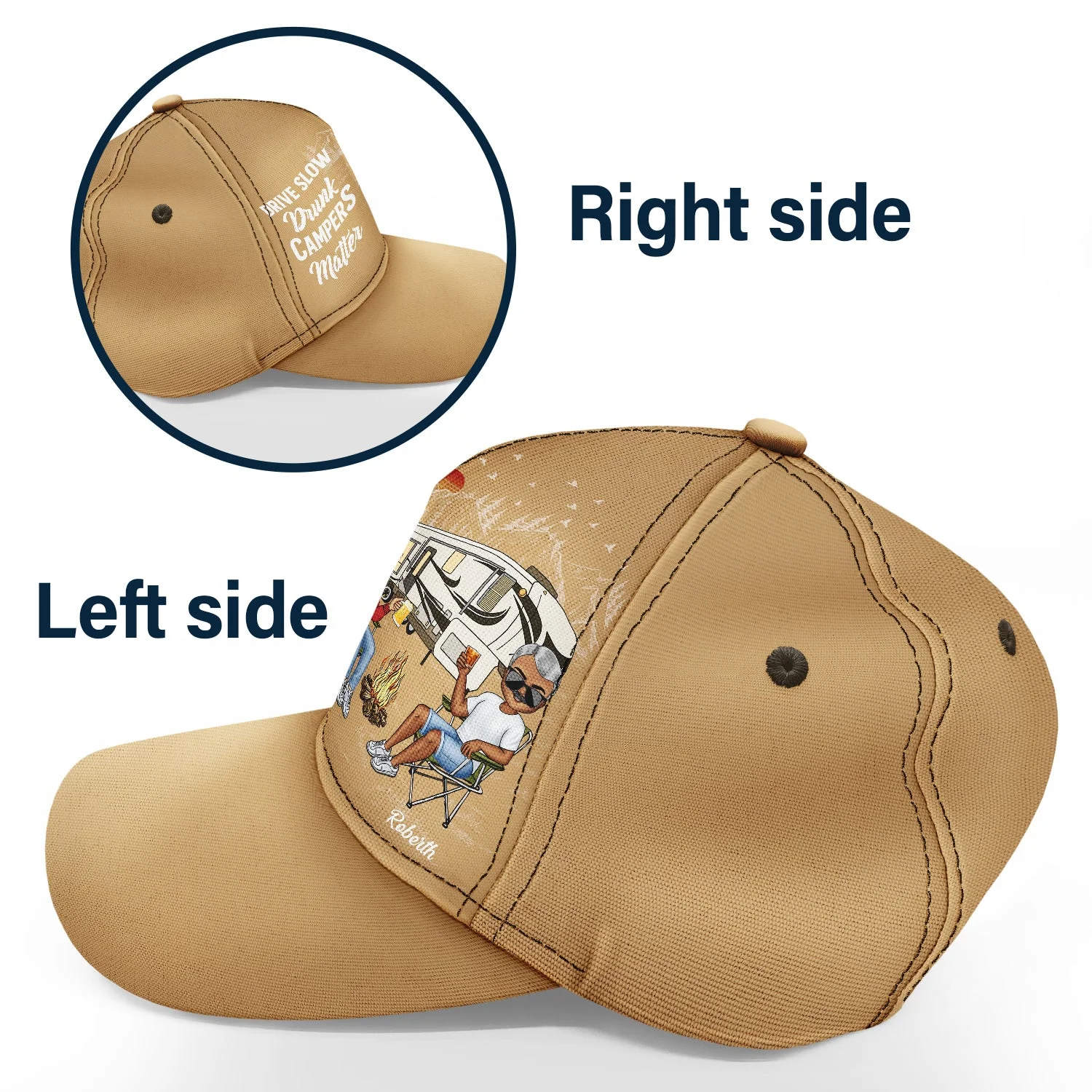 Camping Partners For Life - Gift For Camping Couples, Campers, Husband, Wife - Personalized Classic Cap - Image 3