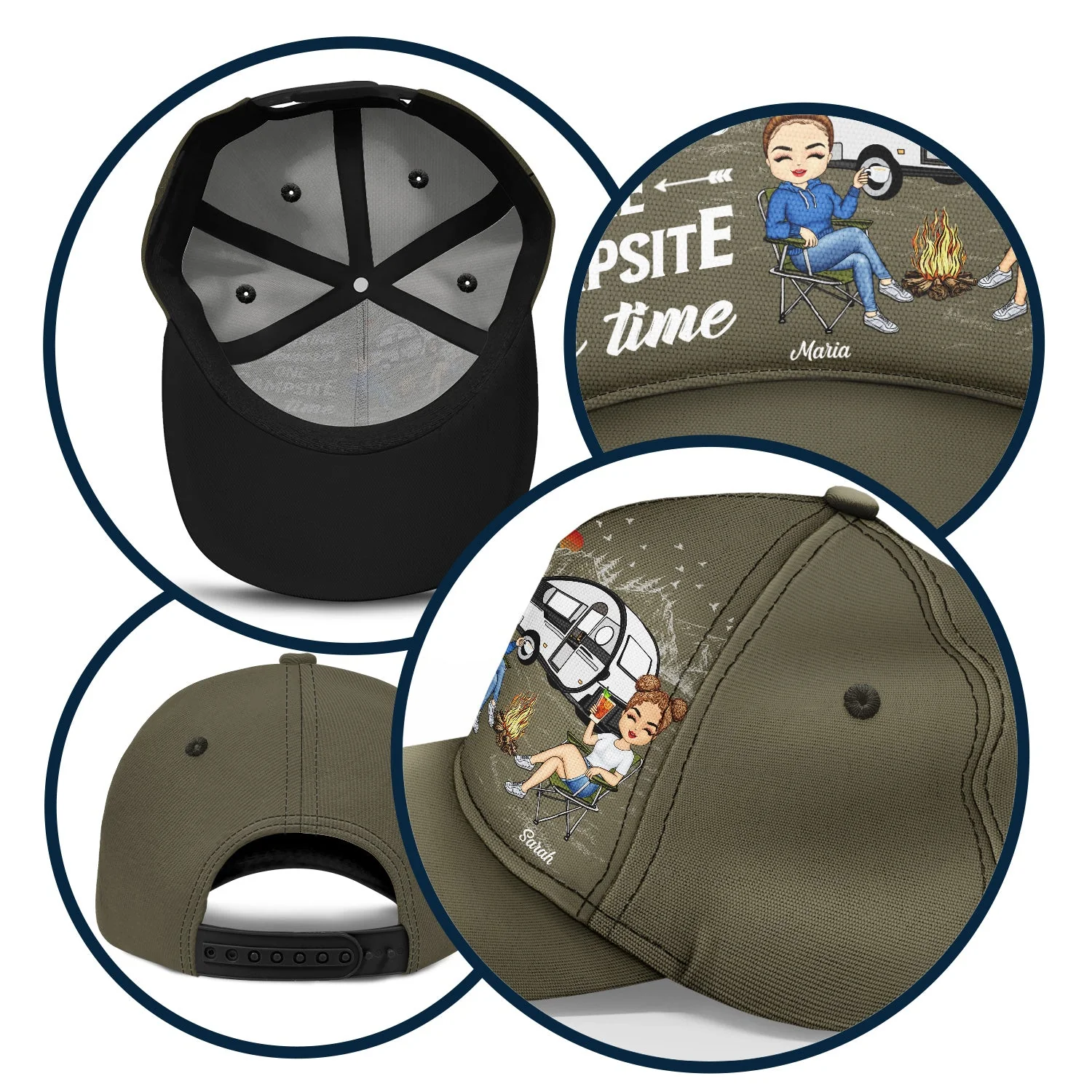 Camping Partners For Life - Gift For Camping Couples, Campers, Husband, Wife - Personalized Classic Cap - Image 5