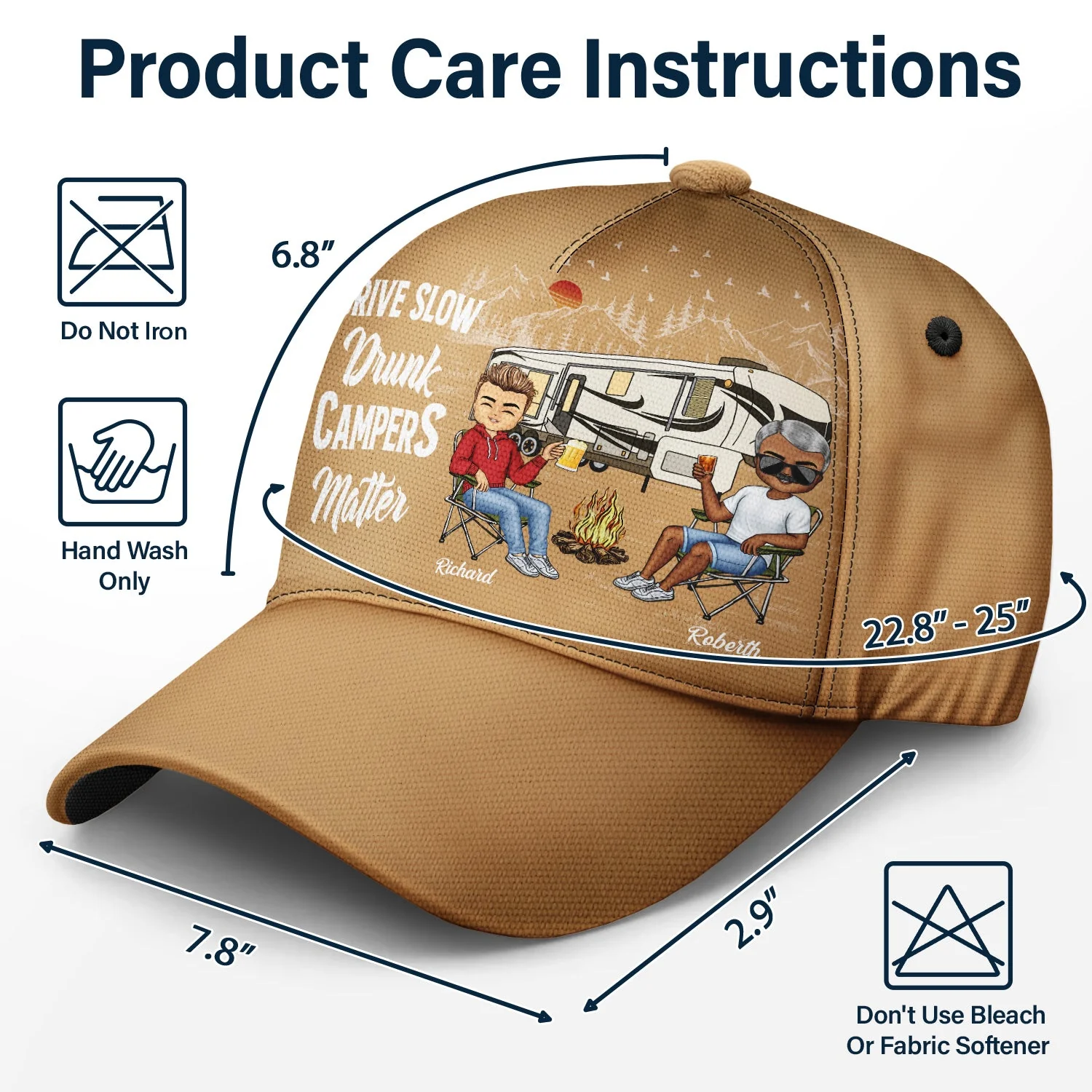 Camping Partners For Life - Gift For Camping Couples, Campers, Husband, Wife - Personalized Classic Cap - Image 6
