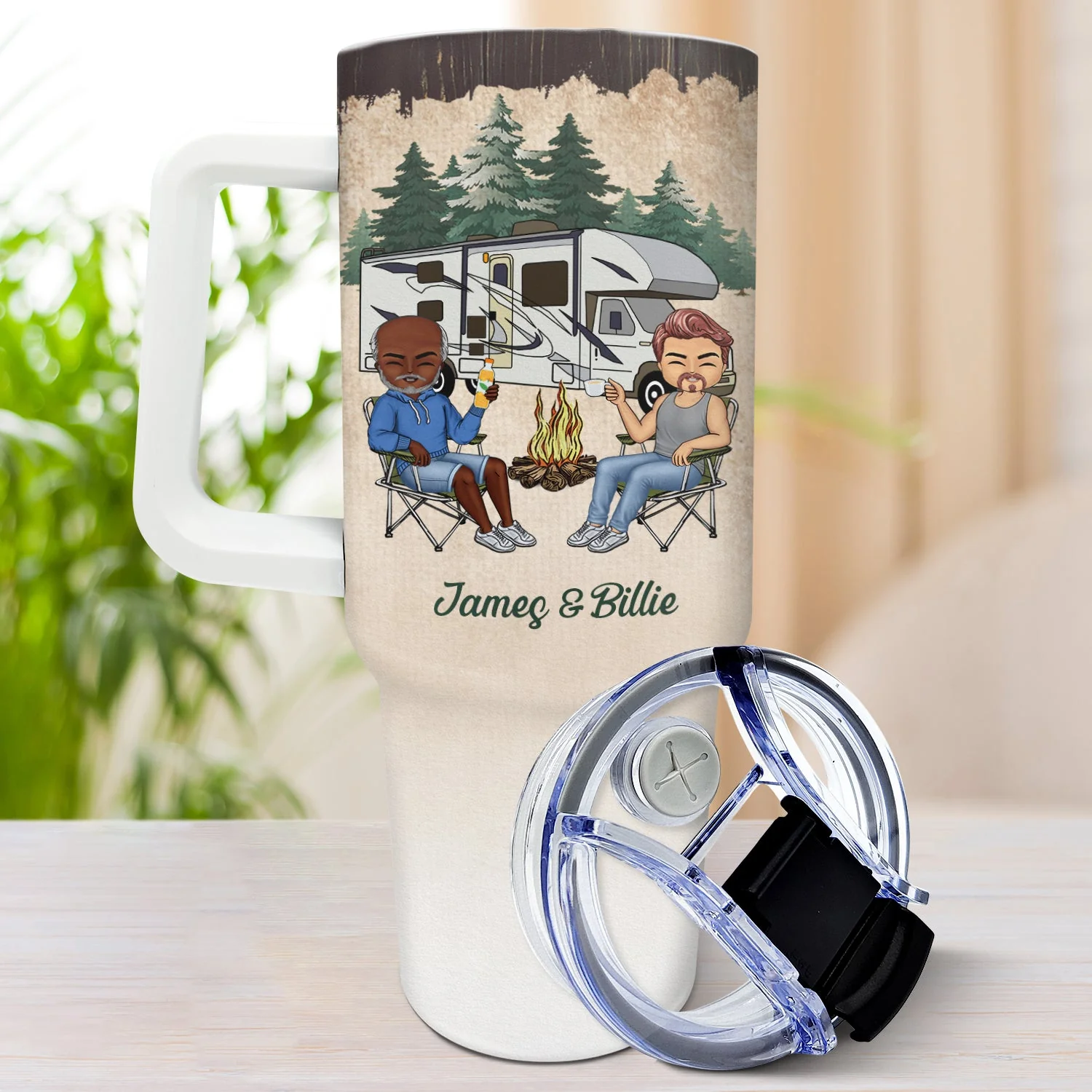 Camping Partners For Life - Gift For Couples, Husband, Wife - Personalized 40oz Tumbler With Straw - Image 3