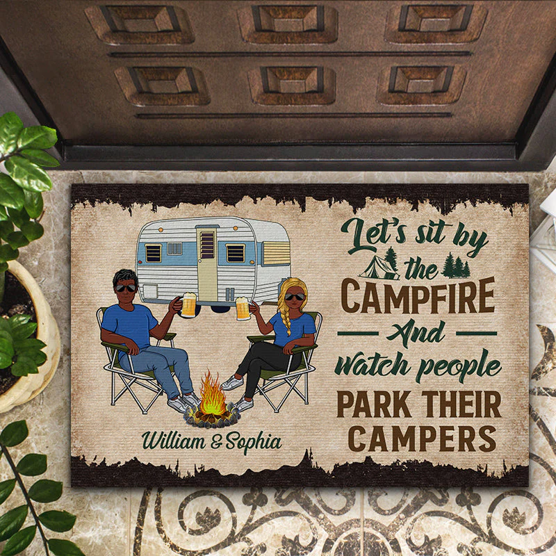 Camping Partners For Life Husband Wife Camping Couple - Personalized Custom Doormat - Image 2