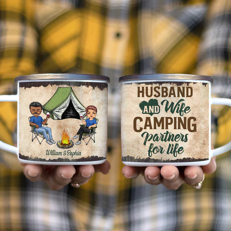Camping Partners For Life Husband Wife - Couple Gift - Personalized Custom Campfire Mug - Image 2