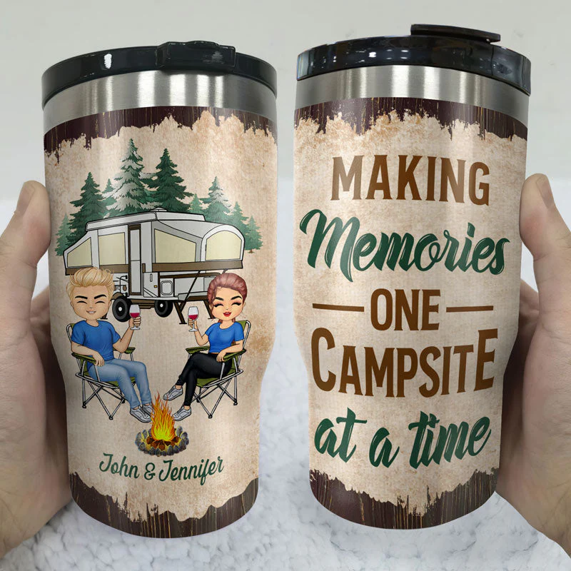 Camping Partners For Life Husband Wife - Couple Gift - Personalized Custom Triple 3 In 1 Can Cooler - Image 3