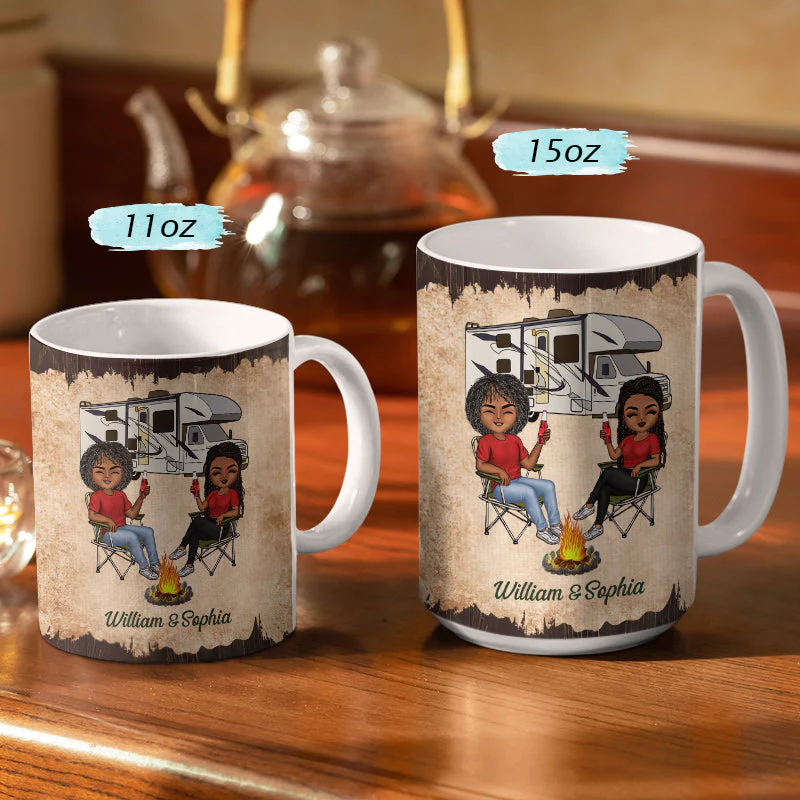 Camping Partners For Life Husband Wife - Couple Gift - Personalized Custom White Edge-to-Edge Mug - Image 3