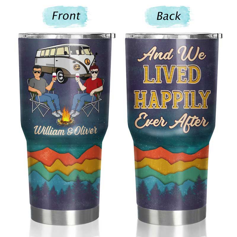 Camping Partners For Life Husband Wife Family Mountain - Couple Gift - Personalized Custom 30 Oz Tumbler - Image 3