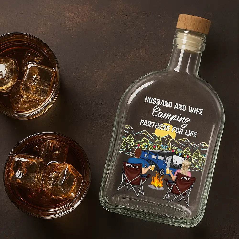 Camping Partners For Life - Personalized Whiskey Bottle - Image 4