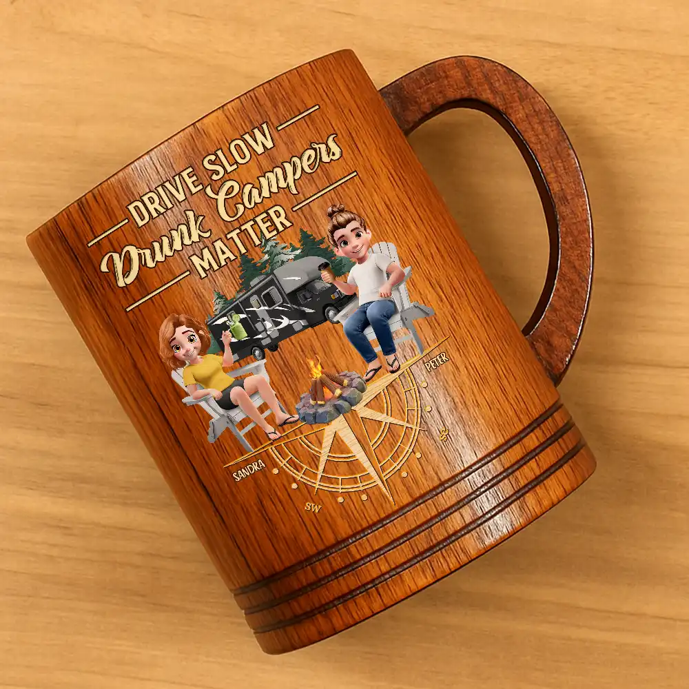 Camping Partners For Life - Personalized Wooden Mug - Image 4