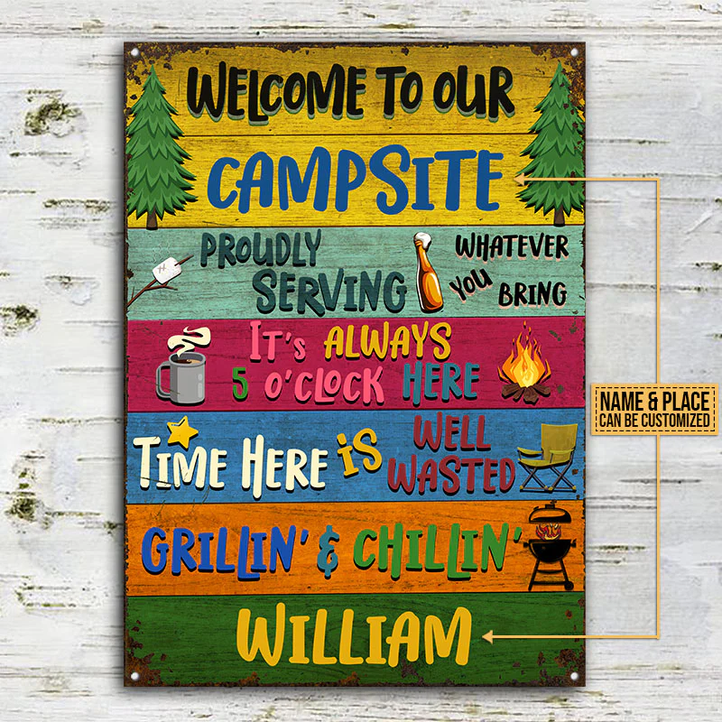 Camping Proudly Serving Custom Classic Metal Signs, Camping Decoration, Camping Gift - Image 2