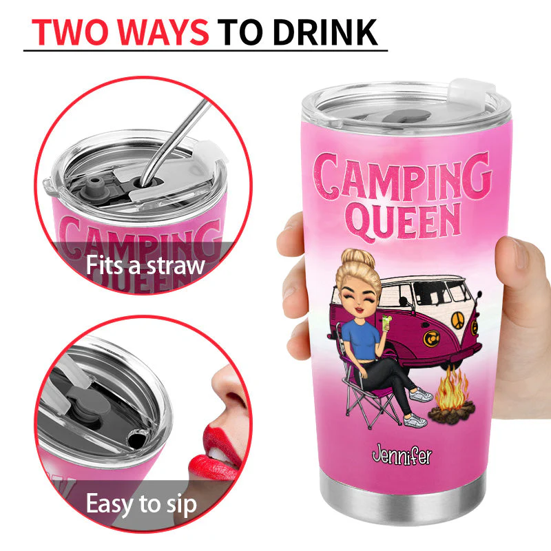 Camping Queen Classy - Gift For Camping Lovers - Personalized Custom Tumbler - Image 4