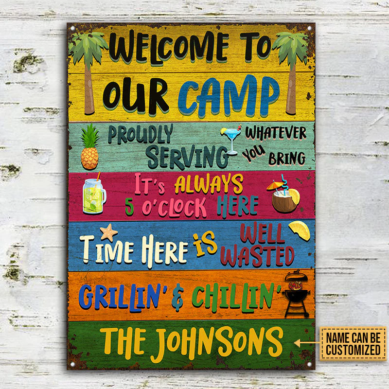 Camping Welcome To Our Camp Custom Classic Metal Signs, Camping Decoration, Camping Gift - Image 3