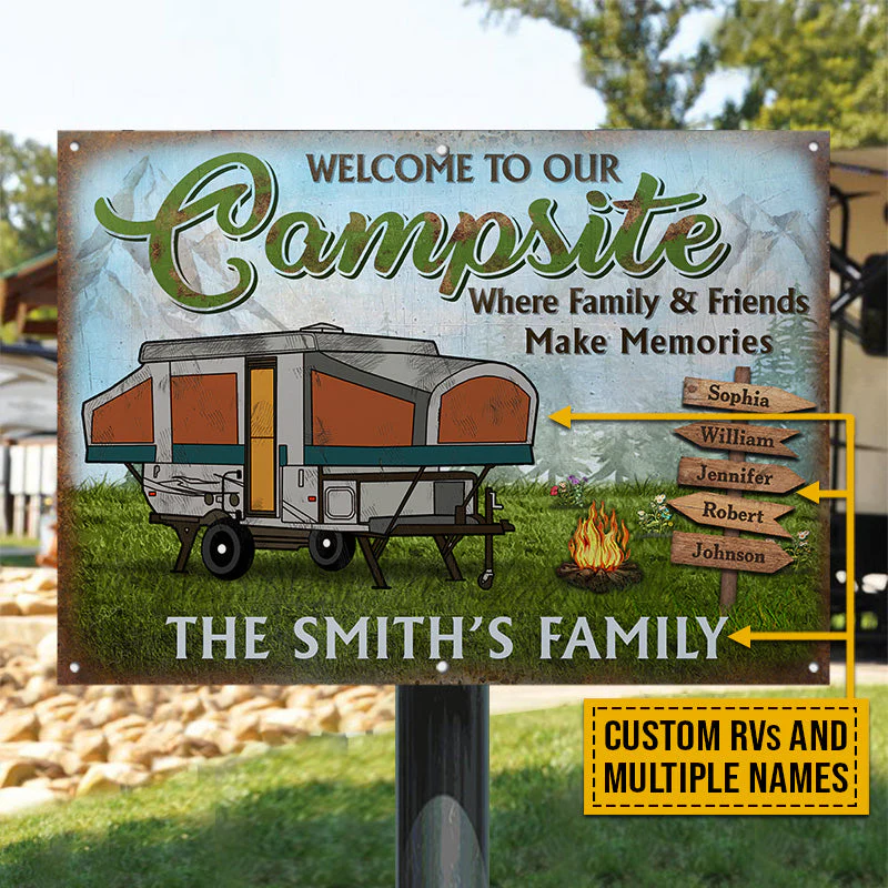 Camping Welcome To Our Campsite Custom Classic Metal Signs - Image 2