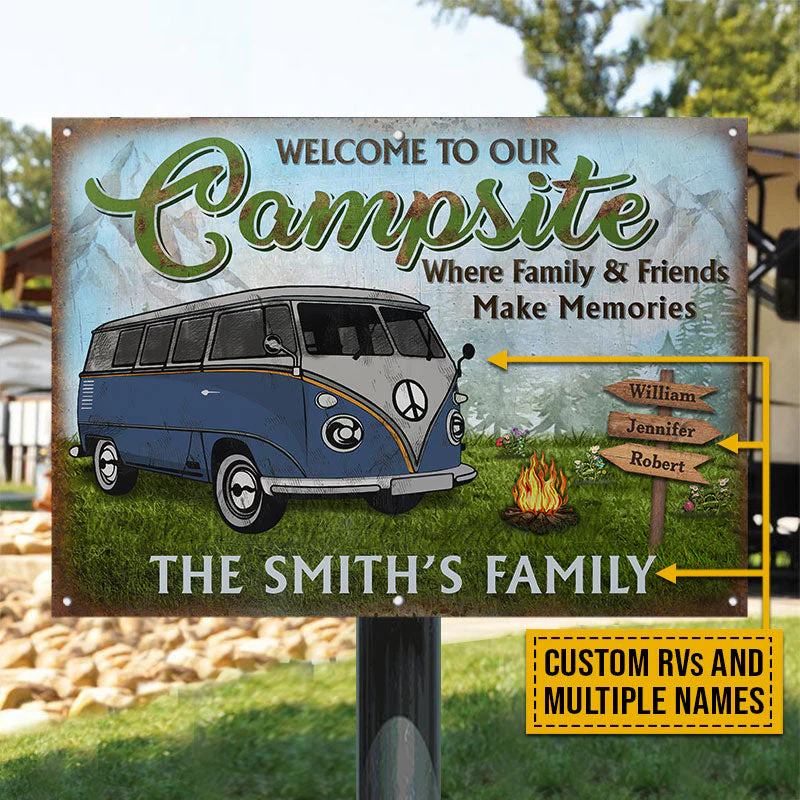 Camping Welcome To Our Campsite Custom Classic Metal Signs - Image 3